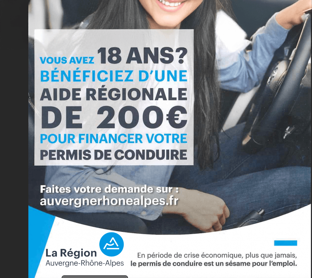 Aide au permis de la Région Auvergne-Rhône-Alpes